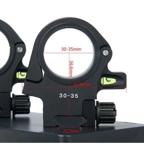 Canis Latrans 2Piece 30/35mm Picatinny Mounts, High W/Bubble Levels
