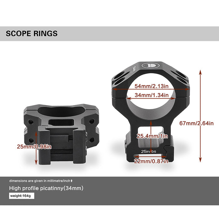Discovery 34mm scope mounts high picatinny
