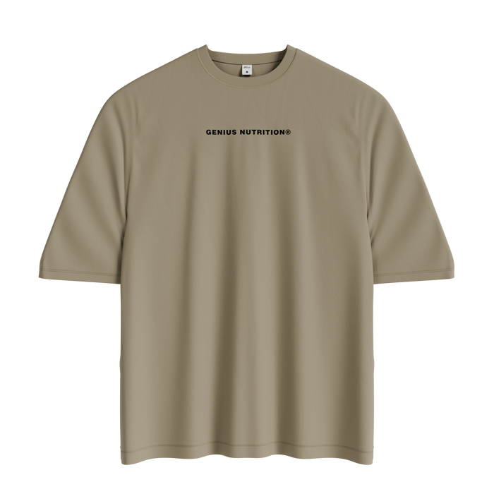GENIUS NUTRITION® Oversized T-Shirt Sand - 100% cotton t-shirt, 260 gsm, offering durability and comfort on the skin, easily paired with any style.