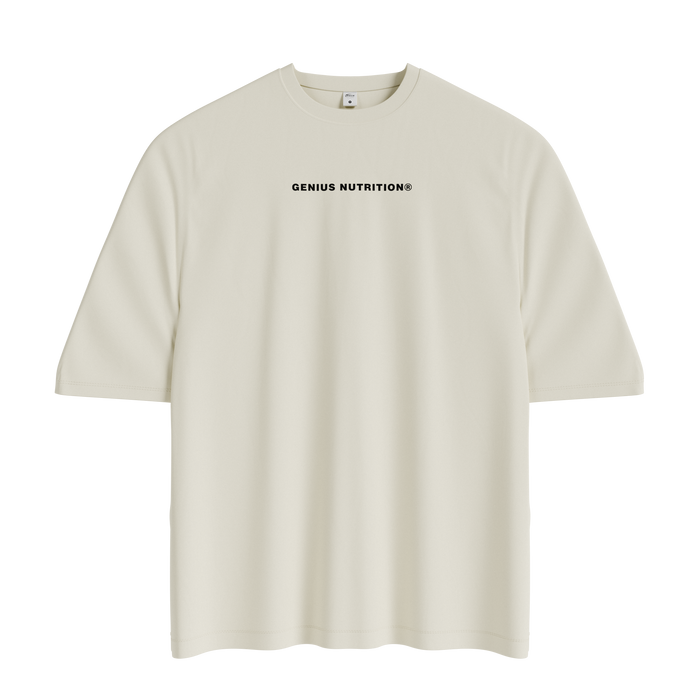 GENIUS NUTRITION® Oversized T-Shirt Sand - 100% cotton t-shirt, 260 gsm, offering durability and comfort on the skin, easily paired with any style.