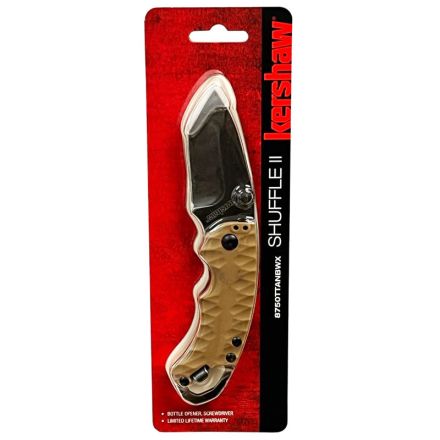 Kershaw Shuffle II Tanto Tan Handle w/BlackWash Blade Finish - Blister