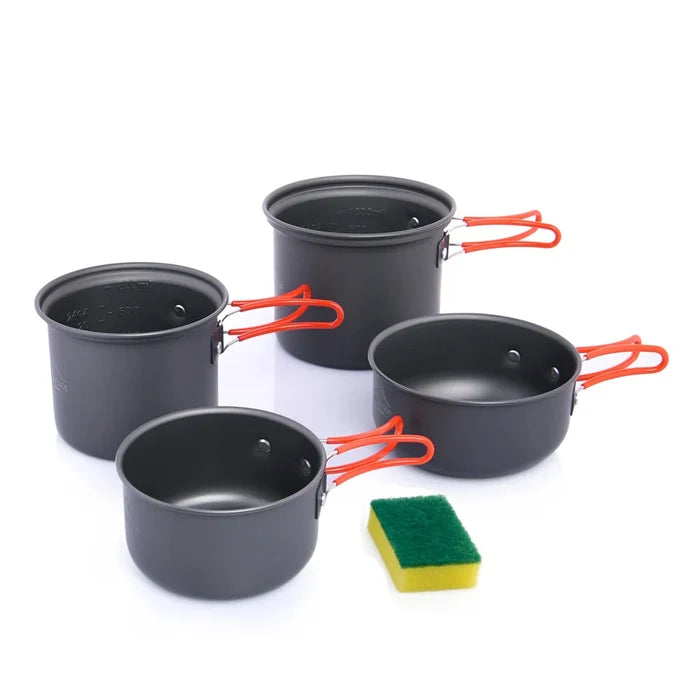 Non-stick Pots Pans Portable Outdoor Camping Hiking Cooking Set Cookware travel tableware Beargoods