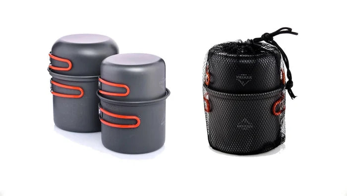 Non-stick Pots Pans Portable Outdoor Camping Hiking Cooking Set Cookware travel tableware Beargoods