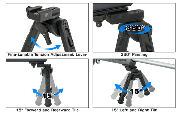 UTG Recon 360 TL Bipod, 8"-12" Center Height, Picatinny