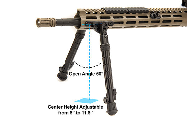 UTG RECON FLEX M-LOK Bipod, Matte Black, 8.0"-11.8" Center Height