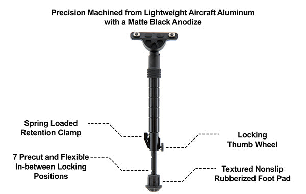 UTG RECON FLEX M-LOK Bipod, Matte Black, 8.0"-11.8" Center Height