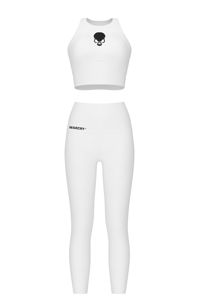 WARCRY® Fitness Set White - Sports bra and leggings set, crafted from premium materials for optimal elasticity and superior comfort.
